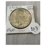 1928-S Peace Dollar. Fine. KEY DATE