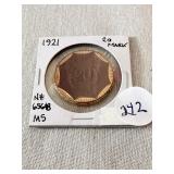 1921 Sachsen 20 Mark Saxony Notgelt coin.