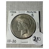1926-S Peace Dollar. VF-30