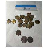 Tokens and /coins: (2) coins of Nicaragua, (1) ...