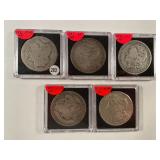 5 MORGAN SILVER DOLLARS