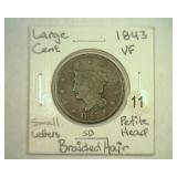 1843 LARGE CENT PETITE HEAD SMALL LETTER VF