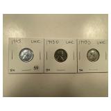 1943, 1943-D, & 1943-S LINCOLN CENTS UNC.