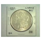 1889 MORGAN SILVER DOLLAR CHOICE AU