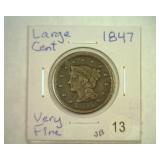1847 LARGE CENT VERY FINE