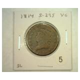 1814 LARGE CENT S.295 VERY GOOD