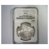 1881-S MORGAN SILVER DOLLAR NGC MS 63