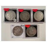 5 MORGAN SILVER DOLLARS