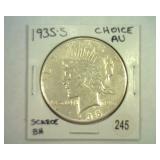 1935-S PEACE SILVER DOLLAR CHOICE AU