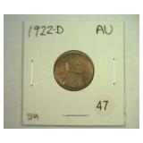 1922-D LINCOLN CENT ABOUT UNCIRCULATED