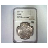 1887 MORGAN SILVER DOLLAR NGC MS 64
