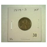 1914-S LINCOLN CENT EXTRA FINE