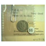 1869 THREE CENT NICKEL LITTLETON VERY GOOD