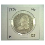 1836 BUST HALF DOLLAR VERY GOOD