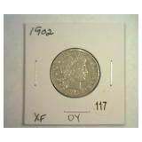1902 BARBER QUARTER EXTRA FINE