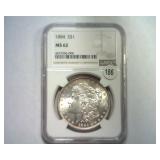 1884 MORGAN SILVER DOLLAR NGC MS 62
