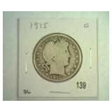 1915 BARBER HALF DOLLAR GOOD
