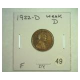 1922-D WEAK D LINCOLN CENT FINE