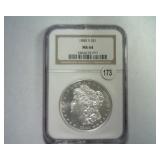 1880-S MORGAN SILVER DOLLAR NGC MS 64 CRACKED SLAB