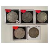 5 MORGAN SILVER DOLLARS