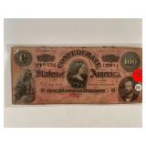 1864 CONFEDERATE STATES OF AMERICA $100 T-65 HOLES