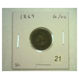 1869 INDIAN CENT GOOD / VERY GOOD