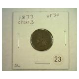 1873 OPEN 3 INDIAN CENT VERY FINE-30