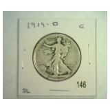1919-D WALKING LIBERTY HALF DOLLAR GOOD