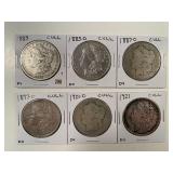 6 MORGAN SILVER DOLLARS