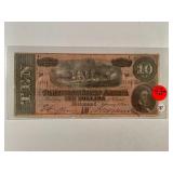 1864 CONFEDERATE STATES OF AMERICA $10 FINE TEARS