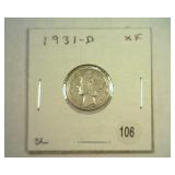 1931-D MERCURY DIME EXTRA FINE