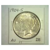 1924-S PEACE SILVER DOLLAR AU