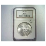 1887 MORGAN SILVER DOLLAR NGC MS 63