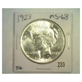 1923 PEACE SILVER DOLLAR MS 63