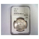 1888 MORGAN SILVER DOLLAR NGC MS 63