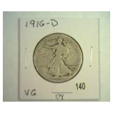 1916-D WALKING LIBERTY HALF VERY GOOD