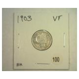 1903 BARBER DIME VERY FINE