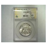 1936 WALKING LIBERTY HALF ANACS MS 65