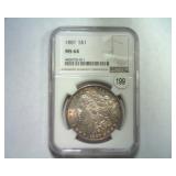 1887 MORGAN SILVER DOLLAR NGC MS 64