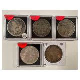 5 MORGAN SILVER DOLLARS