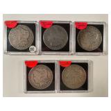 5 MORGAN SILVER DOLLARS