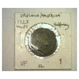 1723 COLONIAL WOODS HIBERNIA HALF PENNY VF