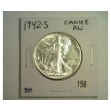 1942-S WALKING LIBERTY HALF CHOICE AU