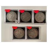 5 MORGAN SILVER DOLLARS