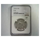 1920-D WALKING LIBERTY HALF NGC F 12