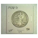 1938-D WALKING LIBERTY HALF VERY FINE