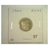 1900 BARBER DIME MS62