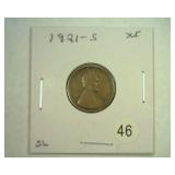 1921-S LINCOLN CENT EXTRA FINE