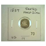 1837 SEATED LIBERTY HALF DIME VERY GOOD