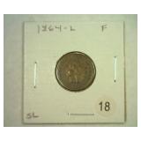 1864-L INDIAN CENT FINE